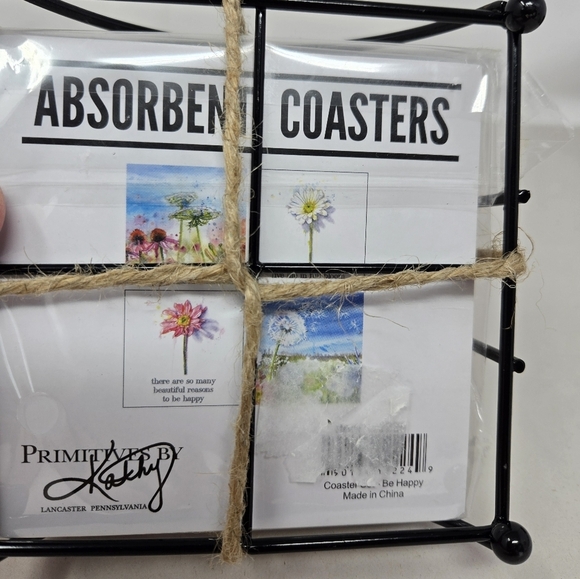 Coaster Set Be Happy Primitives By Kathy Flowers Scenery Absorbent, Water Colors - Picture 7 of 10